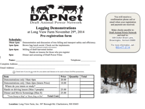 Logging Demo Pre-Registration Form